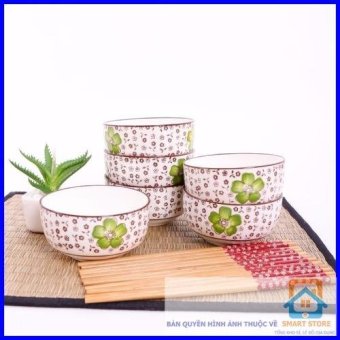 Bộ 6 bát sứ kèm đũa (Trắng)