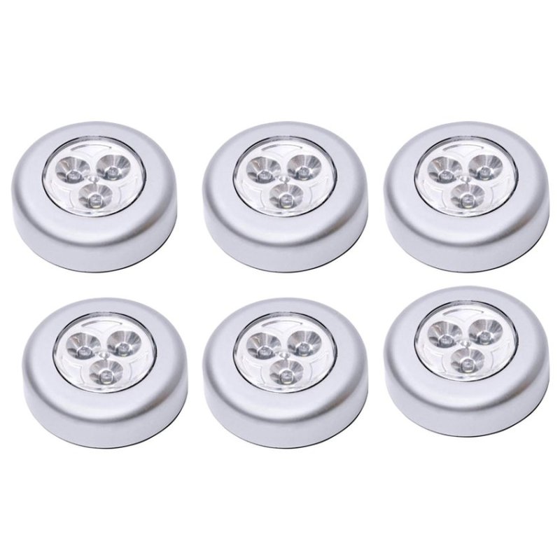Bảng giá Mua Bộ 6 đèn LED dán tường 3 bóng sử dụng pin AAA (Trắng)