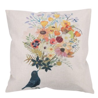 Cartoon Bird Pattern Cotton Pillow Cover  
