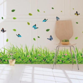 Decal trang trí chân tường khu vườn hoa bướm cho bé XL7180  