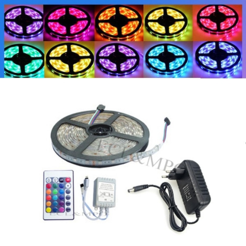 Bảng giá Mua Đèn led dây 5050RGB-5m phủ keo silicon 12v chống nước