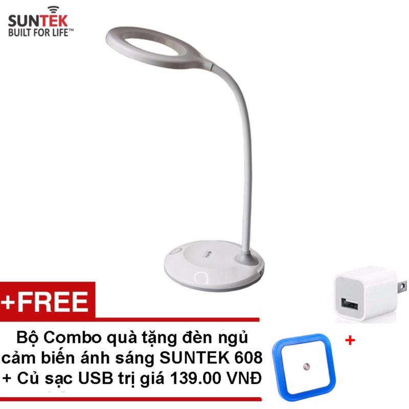 Bảng giá Mua Đèn LED để bàn tích điện thông minh SUNTEK KM-6702 + Bộ Combo quà tặng đèn ngủ, củ sạc USB