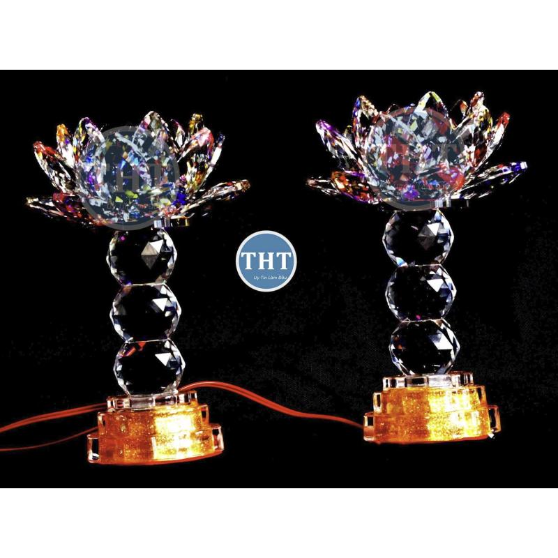 Bảng giá Mua Đèn thờ pha lê 3 châu LED đổi màu