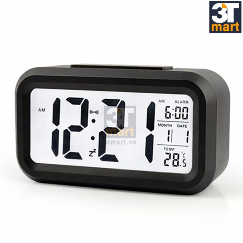 Nơi bán Đồng hồ báo thức kỹ thuật số với đèn LED nền cảm biến đa chức năng: thời gian, lịch, báo thức, nhiệt độ - LC01 (Đen)