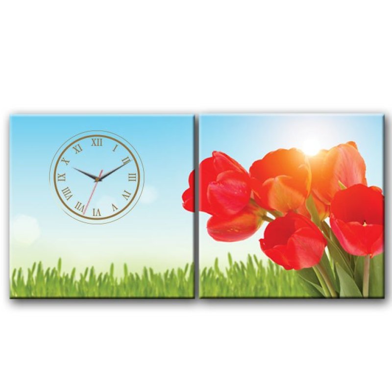 Nơi bán Đồng hồ tranh Hoa Tulip Đỏ Dyvina 2T3030-2