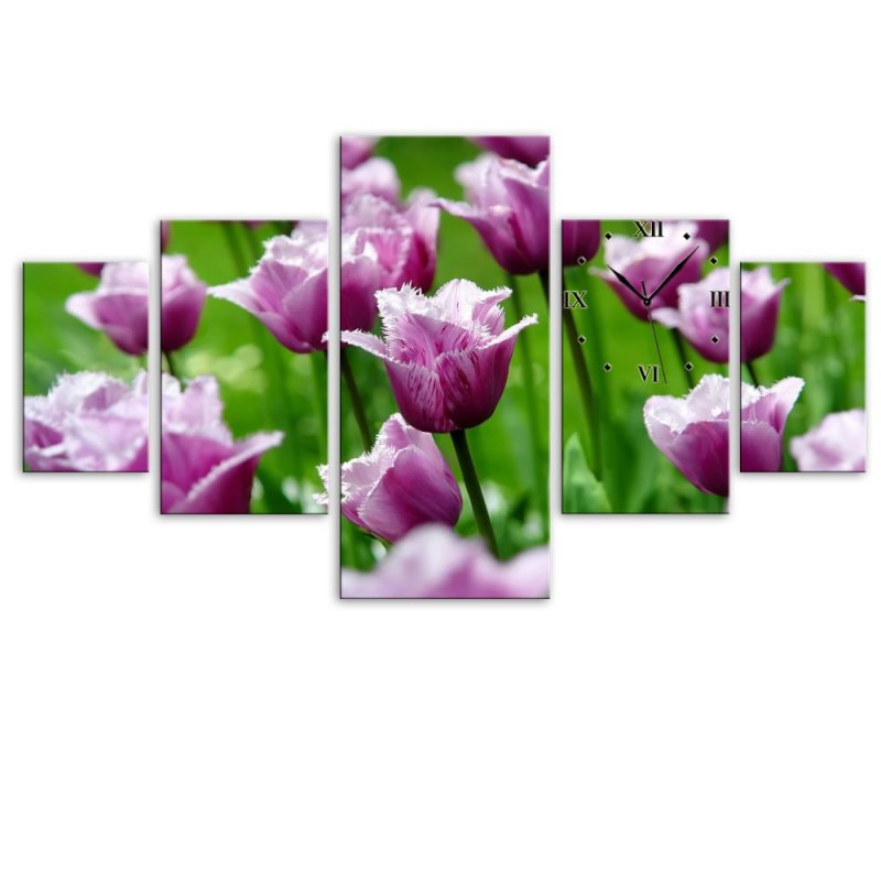 Nơi bán Đồng hồ tranh Tulip tím mộng mơ Vicdecor QDB0021