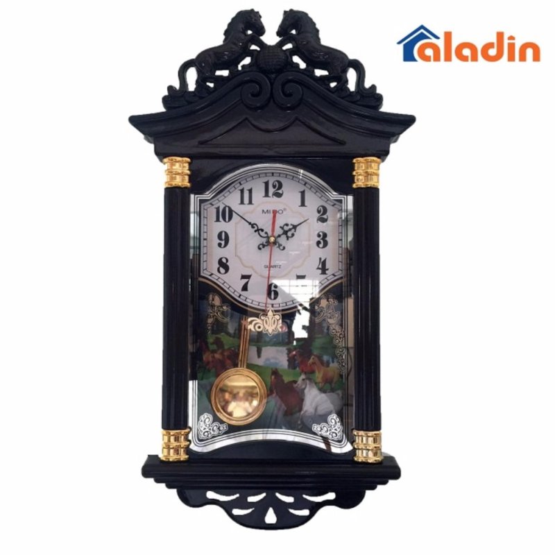 Nơi bán Đồng hồ treo tường quả lắc hình ngôi nhà f19 nâu