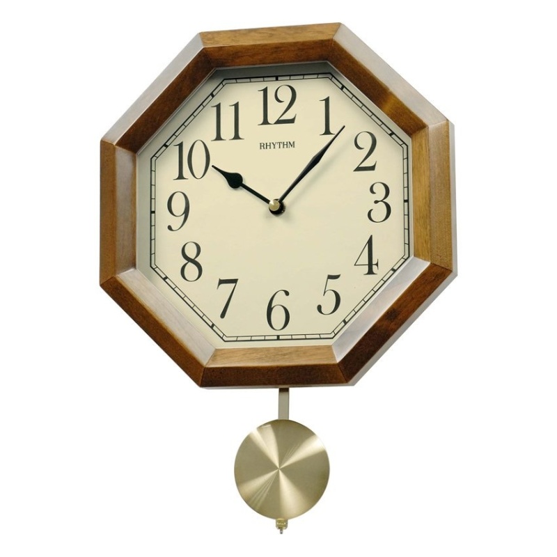 Nơi bán Đồng hồ treo tường Rhythm CMP539NR06 Wooden Wall Clocks (Nâu)
