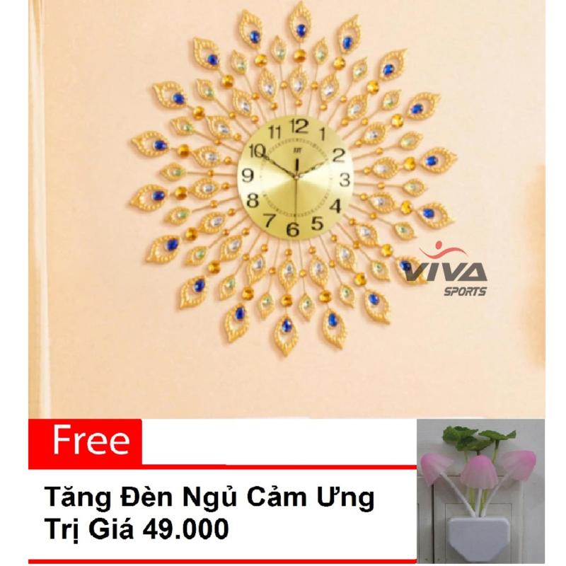 Nơi bán Đồng hồ treo tường trang trí đuôi công ngũ sắc JT1512B ( vàng kim )