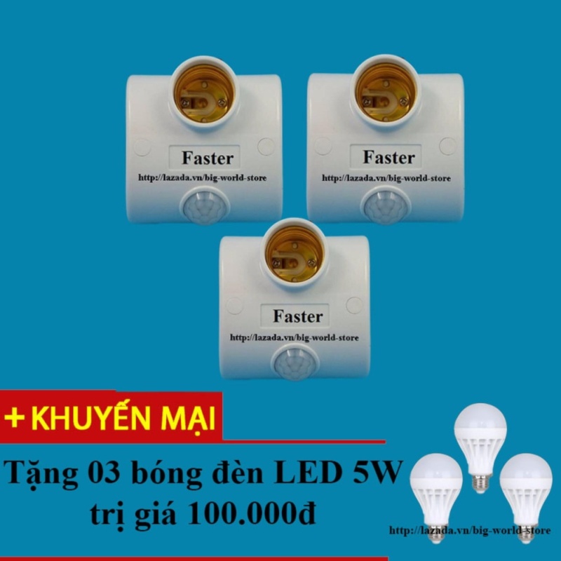 Bảng giá Đui đèn cảm ứng mắt thần Faster 3 chiếc (Trắng) + Tặng 03 bóng đèn
LED 5W Siêu Sáng