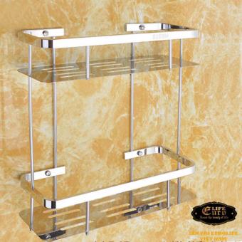 Kệ tường đôi phòng tắm Inox SUS 304 Eurolife EL-KT10 (Trắng Bạc)