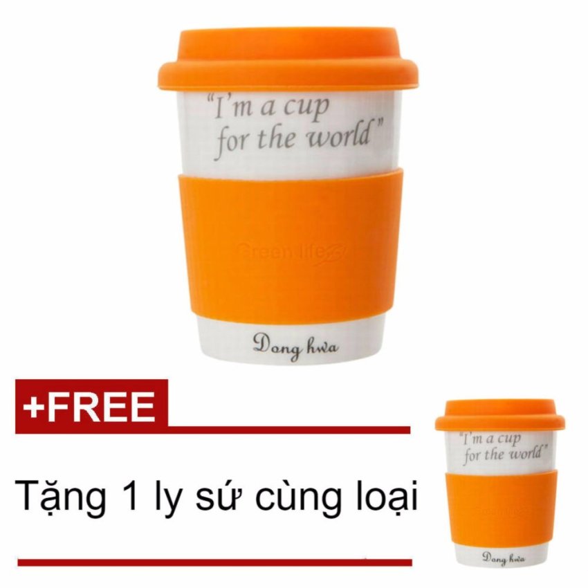 Hình ảnh Ly sứ cao cấp Dong Hwa ECO PASTEL 280ml ECC004 (Cam) + Tặng 1 ly sứ cao cấp Dong Hwa cùng loại