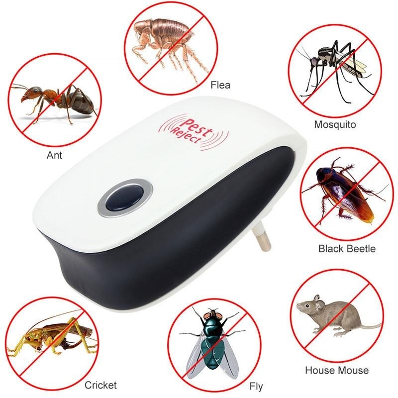 Máy Đa Chức Năng Pest Reject Đuổi Chuột, Diệt Muỗi, Loại Bỏ Côn Trùng Gặm Nhấm, Bằng Sóng Siêu Âm Và Điện Từ (Cắm EU) - Quốc Tế