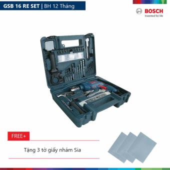 Máy khoan động lực Bosch GSB 16 RE SET Tặng 3 tờ giấy nhám Sia  