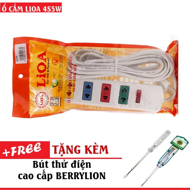 Bảng giá Mua Ổ Cắm Điện 4S Dây 5m x 2 Lioa 4S5W - Trắng