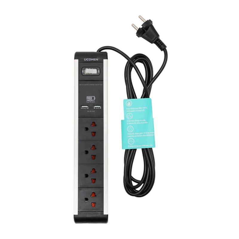 Bảng giá Mua Ổ cắm điện an toàn 02 USB 04 lỗ Ucomen PMS-VN2-04KSU3