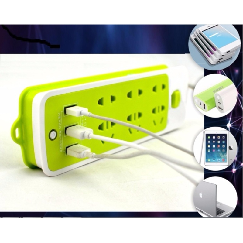 Bảng giá Mua Ổ cắm điện đa năng tích hợp 3 cổng USB sạc điện thoại(Xanh)
