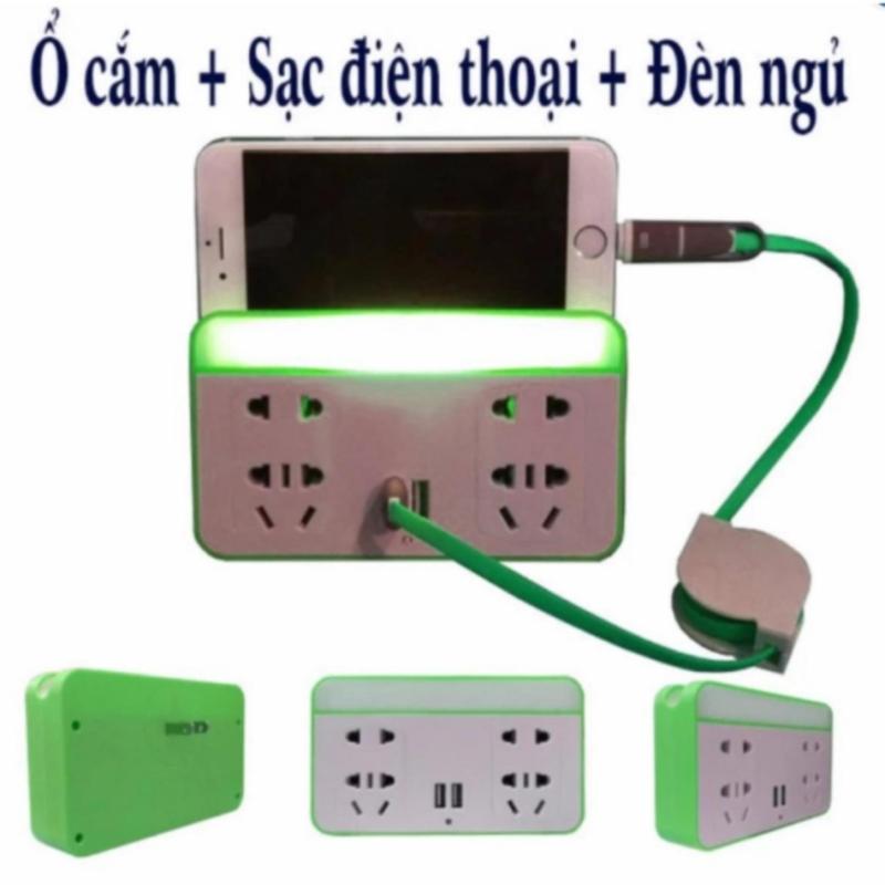 Bảng giá Ổ cắm điện kiêm đèn ngủ và giá điện thoại tích hợp 2 cổng sạc USB(Giao màu ngẫu nhiên)
