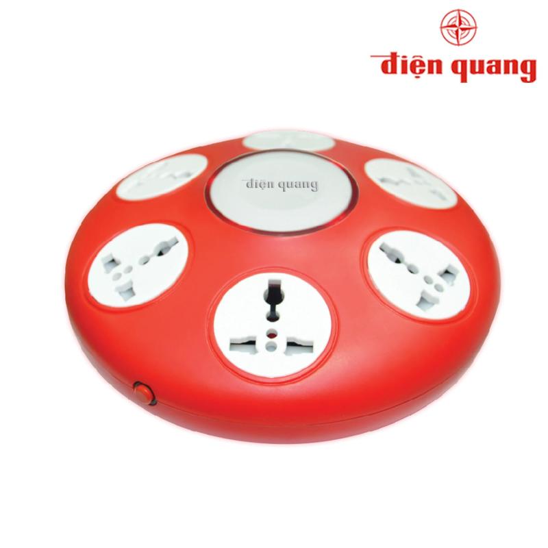 Bảng giá Mua Ổ cắm Điện Quang ESK 2R.106 (Kiểu UFO 6 lỗ 3 chấu dây 2m màu đỏ) GT