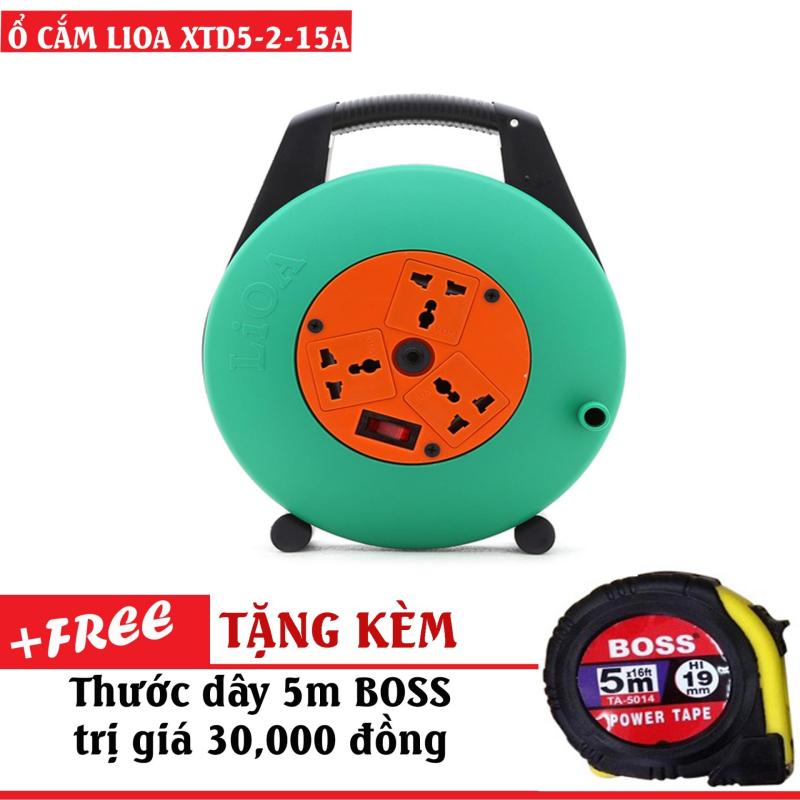 Bảng giá Mua Ổ cắm kéo dài quay tay kiểu xách tay LiOA XTD5-2-15A dây 5m x 2