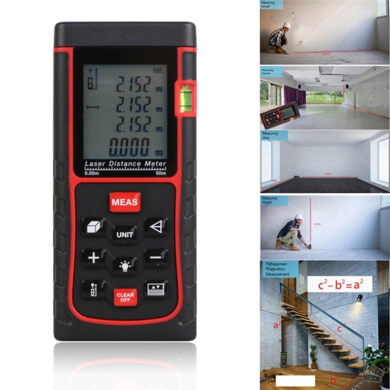 Bảng giá Mua OH Digital Laser Distance Meter Rangefinder LCD Screen Bubble level Measurement Black RZ-E50II - intl