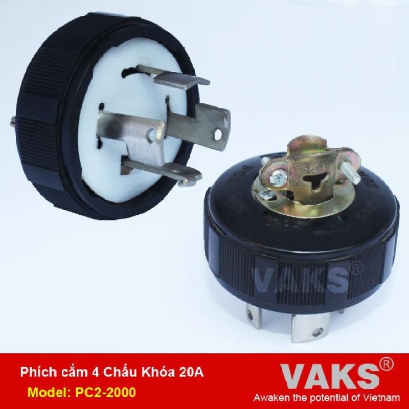 Bảng giá Phích cắm điện locking 3 pha 4 chấu khóa 20A - PC2-2000 - dùng trong ngành may