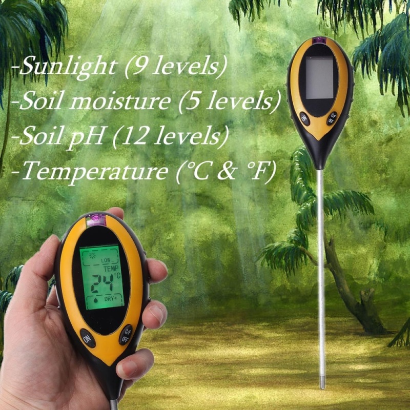 Professional 4-in-1 LCD Plant Soil pH Temperature Moisture Sunlight Meter Tester - intl