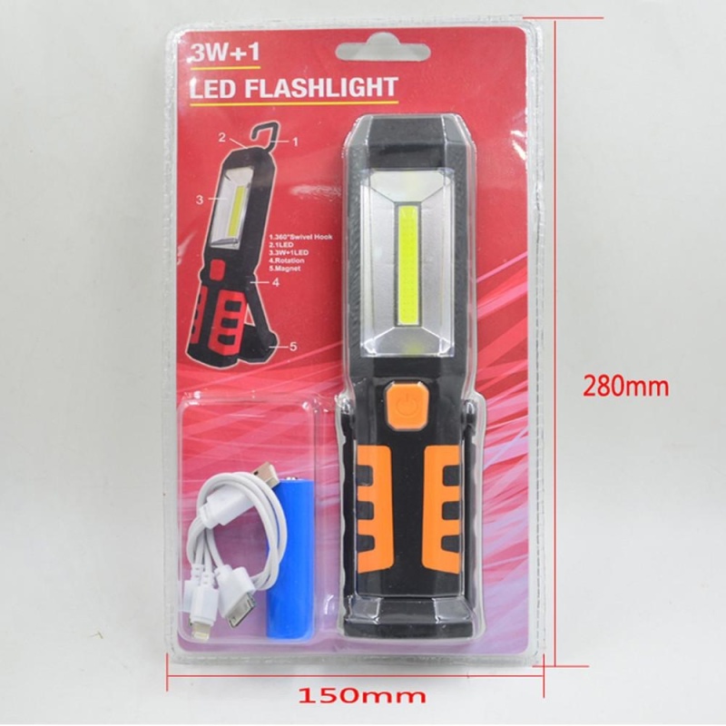 Bảng giá Rechargeable Hand Held LED Cordless COB Work Light Flashlight Combination OR - intl