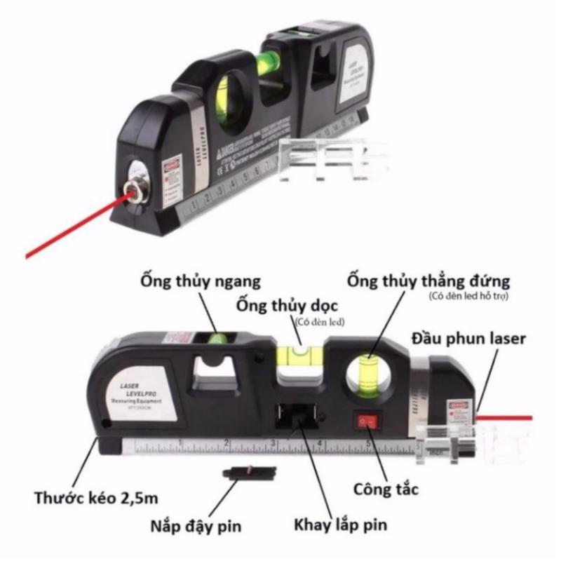 Thước Nivo laser LV-10 cân mực laser đa năng cân bằng kèm thước kéo
2,5m