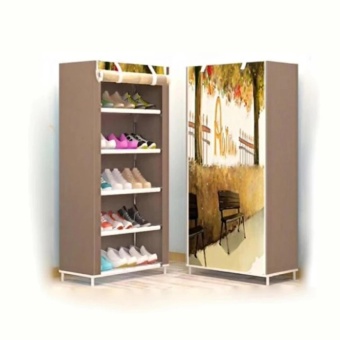Tủ vải để giày dép họa tiết 3D 5 tầng cao cấp (Nâu)  