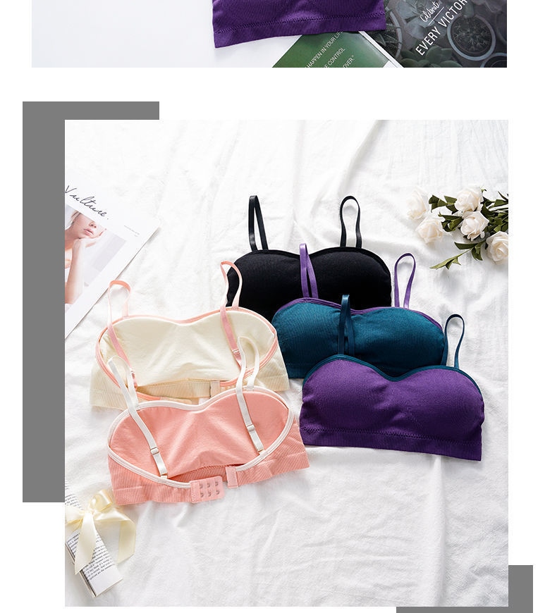 New beauty underwear high-school girl back together small breasts prevent sagging or lend students wrapped chest strapless bra bra with 15