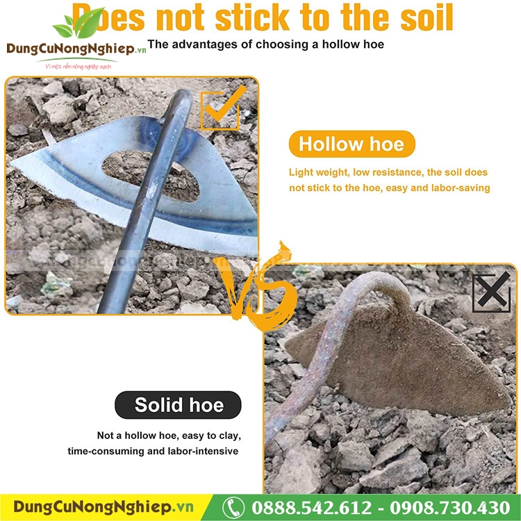 Cuốc cầm tay lưỡi rỗng làm đất 30cm