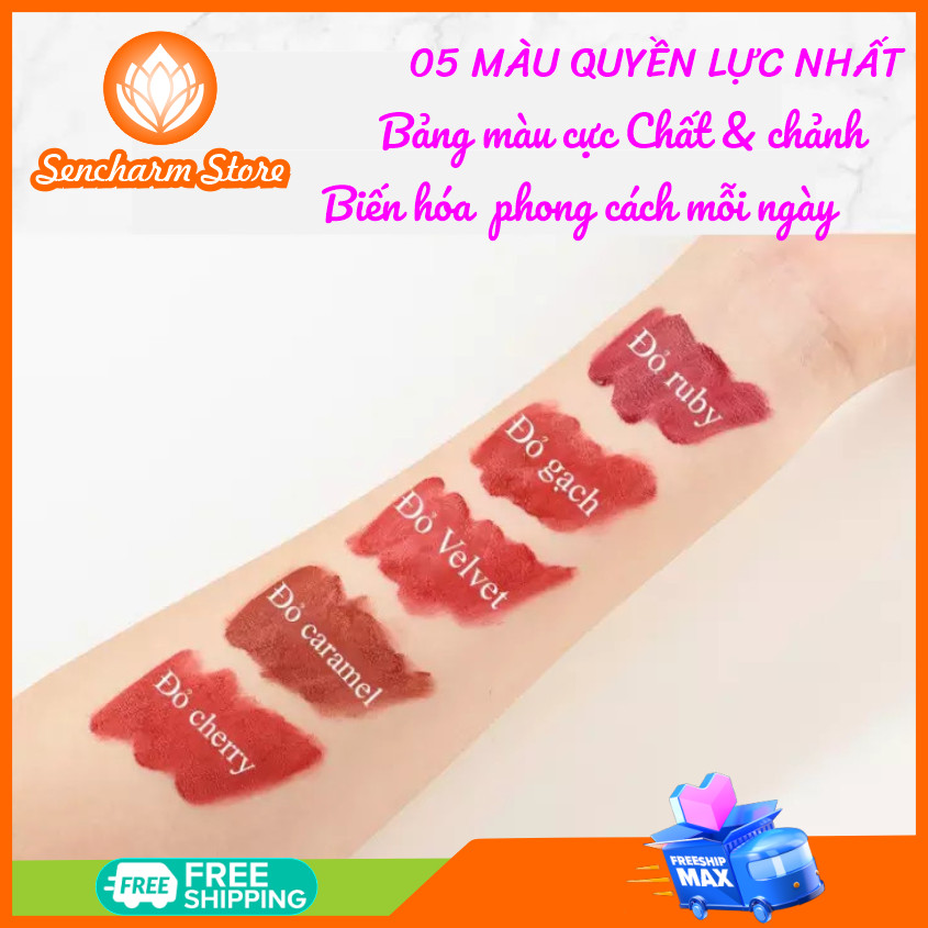 Set 5 son kem lì Mengsiqi Orchid Matte Lip - Sencharm - Chất kem mềm không khô môi, lâu trôi