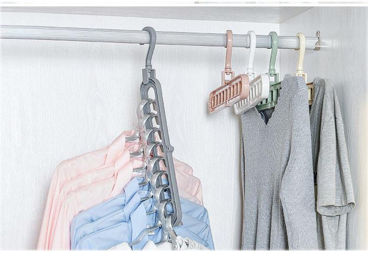 Combo 3 Móc Quần Áo Modosa 9 Lỗ Bằng Nhựa Có Thể Xoay 360 Độ Đa Chức Năng Tiện Lợi - Màu Giao Ngẫu Nhiên - Hàng Chính Hãng