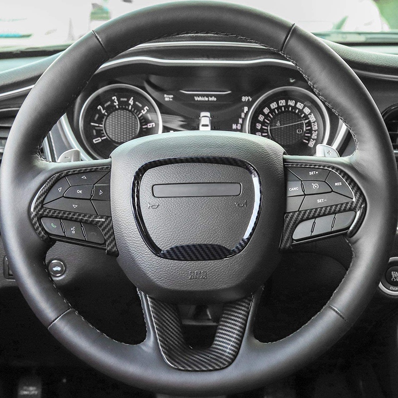 Steering Wheel Cover Trim for 2015-2020 Dodge Challenger Charger for  Durango Grand Cherokee SRT8 