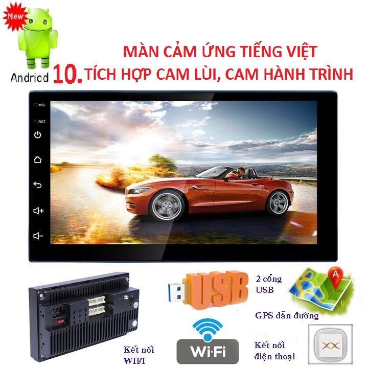 Màn hình ô tô đẹp có tiếng Việt chạy hệ điều hành Android 10. Full