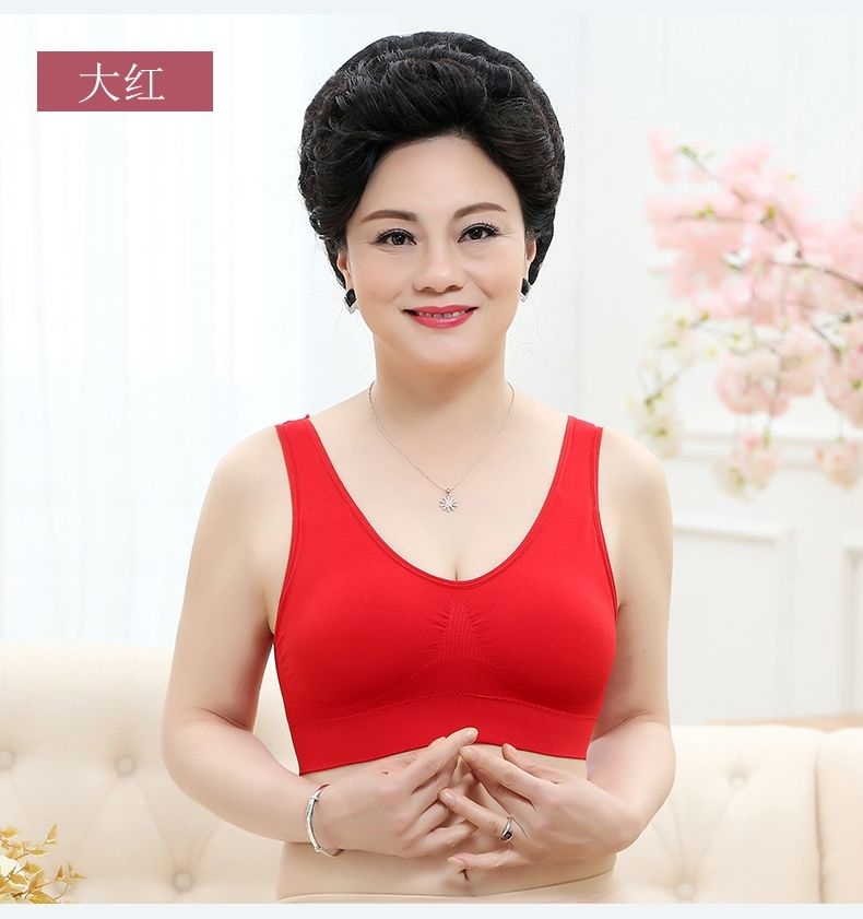 2 piece in middle-aged and old bra cotton vest mother female middle-aged women without rims plus-size underwear bra 21