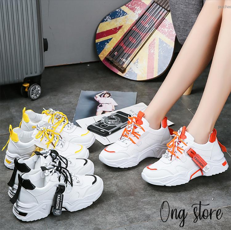 Giày học sinh nữ Hàn Quốc siêu đẹp , Giày thể thao nữ đế cao màu trắng 5 cm