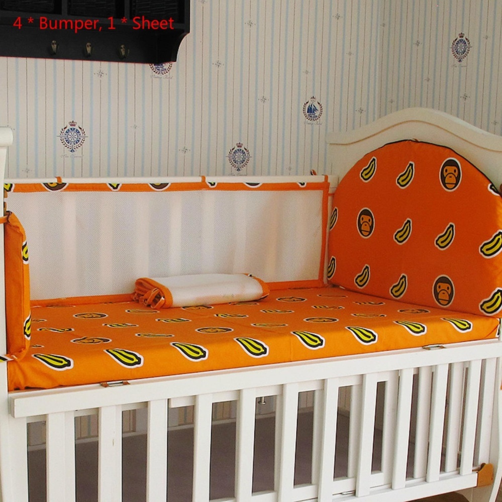 Đánh giá 120*70CM Baby Crib Bedding Set Kids Bedding Set Newborn Baby BedSet Crib Bumper Baby Cot Set Baby Bed Bumper Monkey - intl
