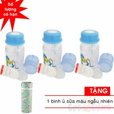 Bảng Báo Giá Bộ 3 bình trữ sữa có kèm núm ty và van chống sặc 140ml họa tiết ngẫu nhiên TẶNG 1 ủ bình sữa màu ngẫu nhiên