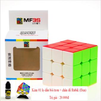 Đồ chơi phát triển kỹ năng Rubik' Cube 3 x 3_Không đường viền tặng dầu bôi trơn + kệ đỡ...
