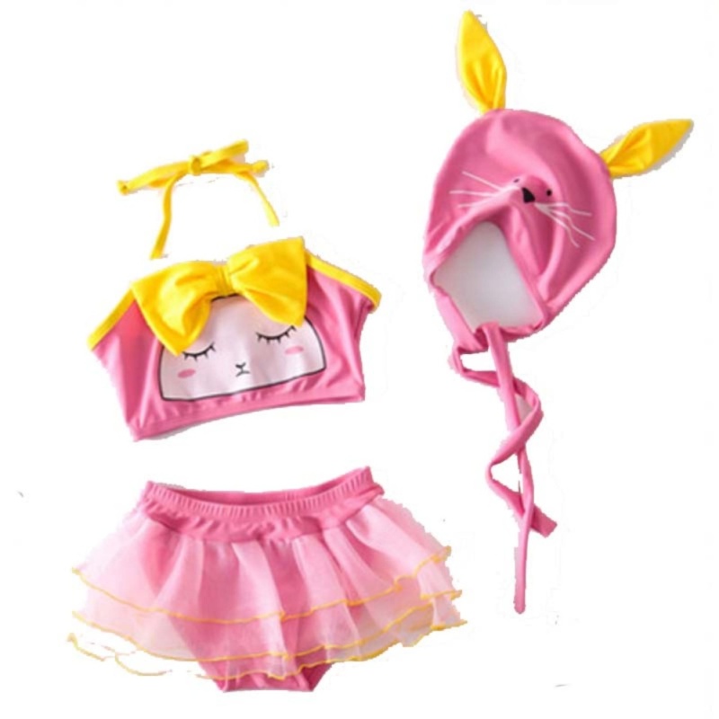Nơi bán Lovely Girl Kids 3Pcs Strawberry swimming Swimmable Swimwear Children Bikini Set Bathing Suit Swimsuit Beach Wear Baby Swimming Costume For 1-8Y - intl