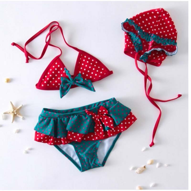 Nơi bán Lovely Girl Kids 3Pcs Strawberry swimming Swimmable Swimwear Children Bikini Set Bathing Suit Swimsuit Beach Wear Baby Swimming Costume For 1-8Y(size 130) - intl