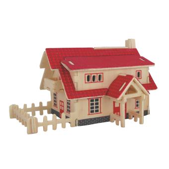 Mô hình lắp ráp 3D bằng gỗ sấy - Nhà mái ngói đỏ  