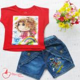 Sét bộ bé gái quần Jeans vịt Donal áo thun đỏ
