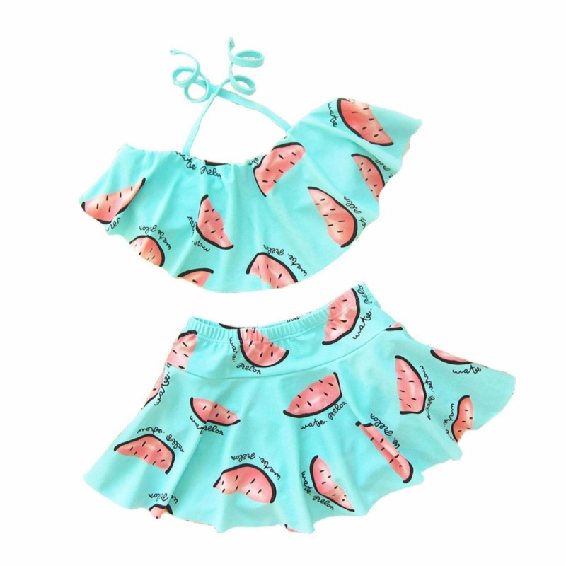 Nơi bán Summer Beachwear Girls Two-piece Lovely Sweet Swimwear Watermelons Printed Swimsuit for Children Blue - intl