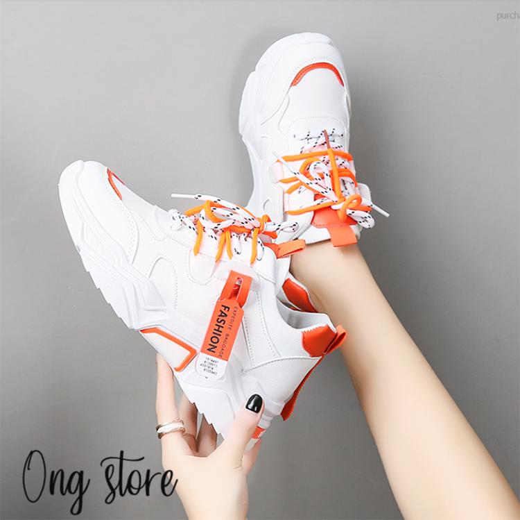 Giày học sinh nữ Hàn Quốc siêu đẹp , Giày thể thao nữ đế cao màu trắng 5 cm