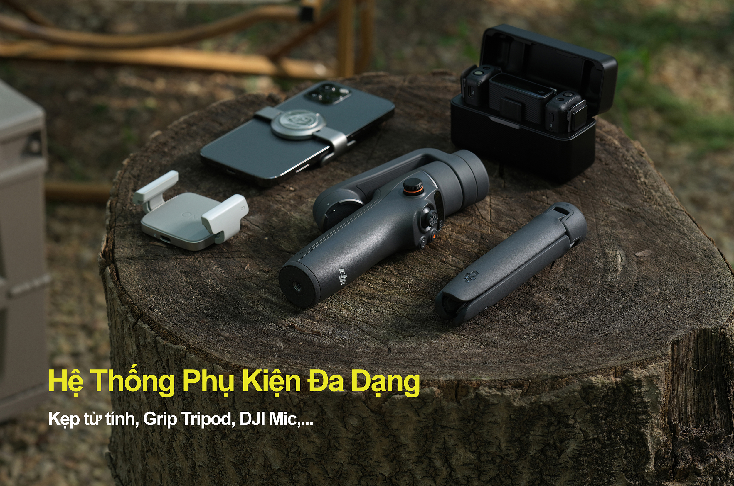 Gimbal DJI Osmo Mobile 6 có thể kết nối da dạng với các phụ kiện như dji mic, tripod, đèn phụ,..