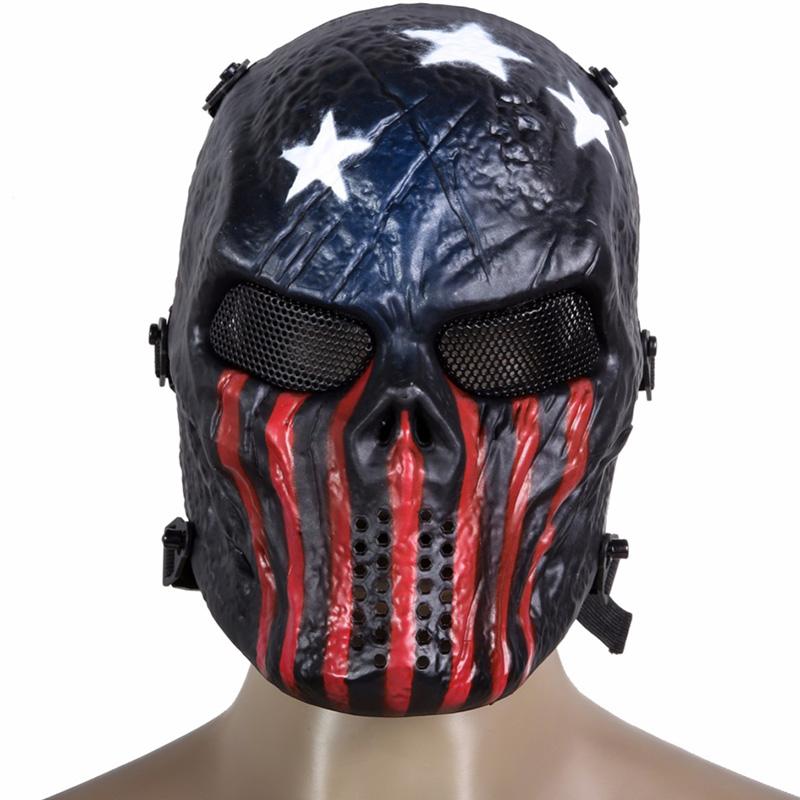 Outdoor Party Mask Skull Full Face Mask Hunting Games Outdoor Metal Mesh Eye Shield Costume for Halloween Party Supplies 2