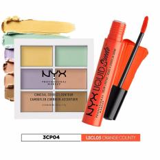 Nơi Bán Bộ sản phẩm kem che khuyết điểm, tạo khối NYX Professional Makeup Conceal Correct Contour Palette 3CP04 và son kem lì cam tươi LSCL05 Orange County